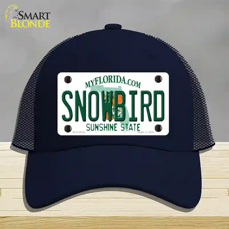 Snowbird Florida Novelty License Plate Hat Mesh / Navy