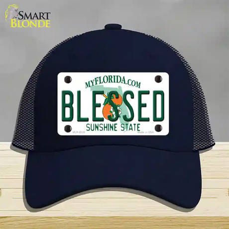 Blessed Florida Novelty License Plate Hat Mesh / Navy