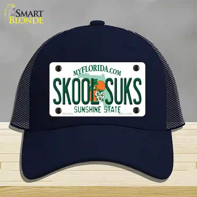 Skool Suks Florida Novelty License Plate Hat Mesh / Navy