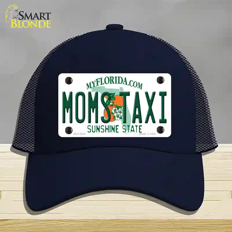 Moms Taxi Florida Novelty License Plate Hat Mesh / Navy