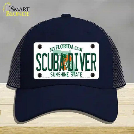 Scuba Diver Florida Novelty License Plate Hat Mesh / Navy