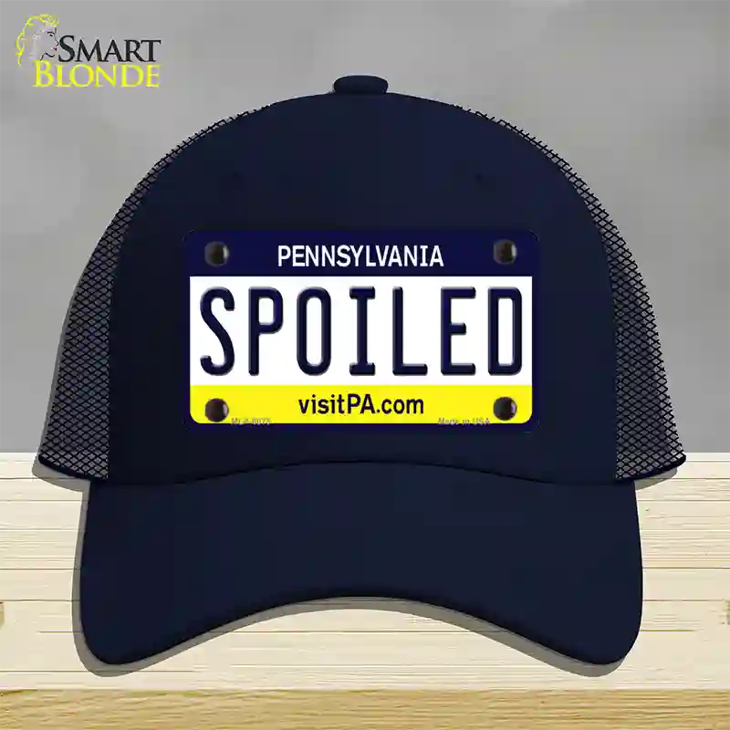 Spoiled Pennsylvania State Novelty License Plate Hat Mesh / Navy