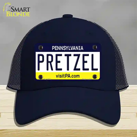 Pretzel Pennsylvania State Novelty License Plate Hat Mesh / Navy