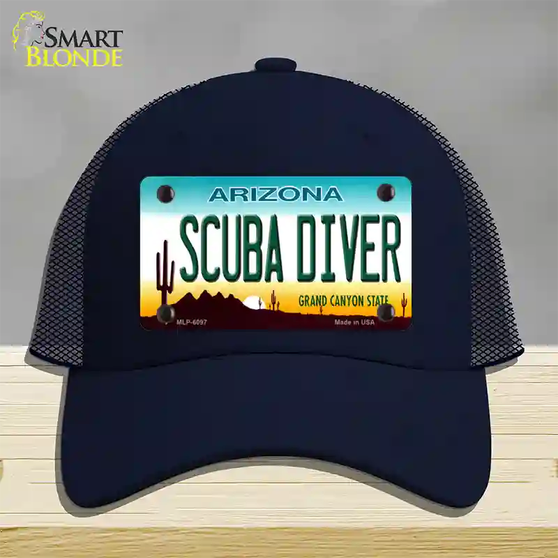 Arizona Scuba Diver Novelty License Plate Hat Mesh / Navy