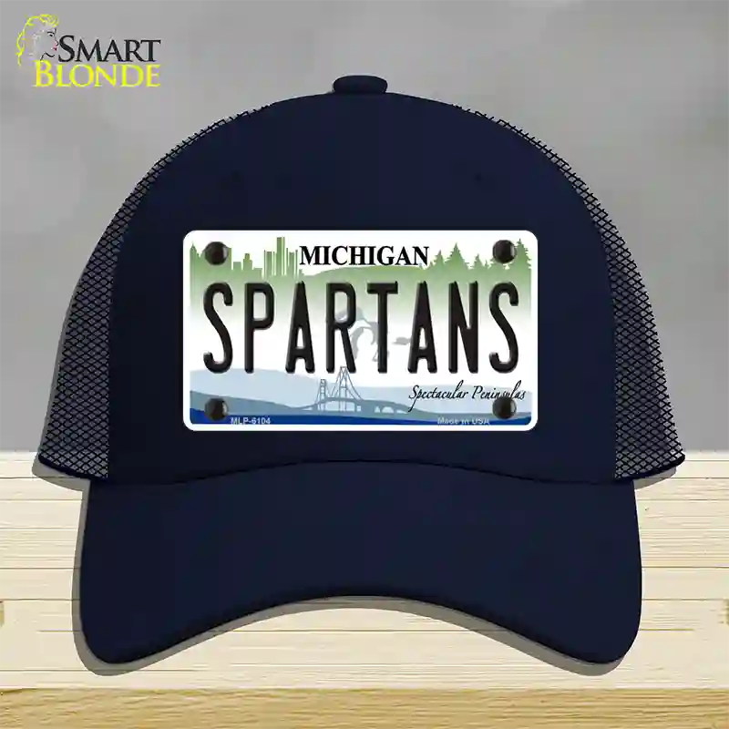 Spartans Michigan Novelty License Plate Hat Mesh / Navy