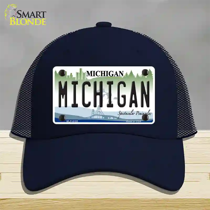 Michigan Novelty License Plate Hat Mesh / Navy