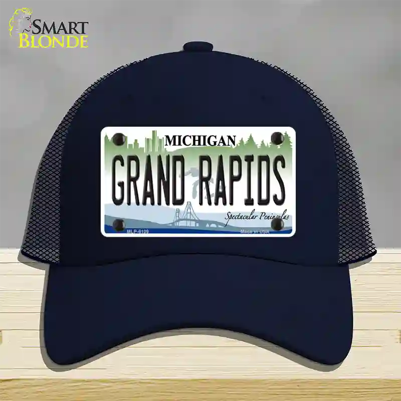 Grand Rapids Michigan Novelty License Plate Hat Mesh / Navy