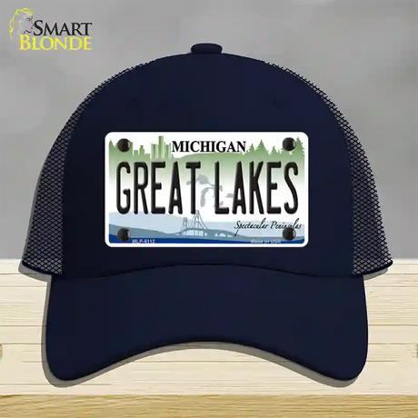 Great Lakes Michigan Novelty License Plate Hat Mesh / Navy