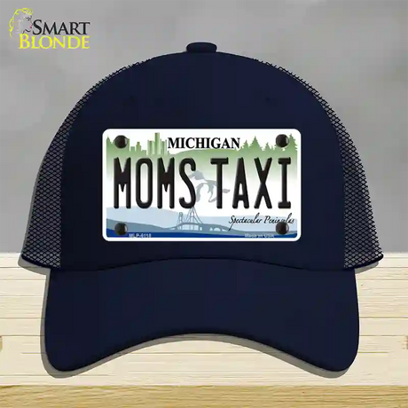 Moms Taxi Michigan Novelty License Plate Hat Mesh / Navy