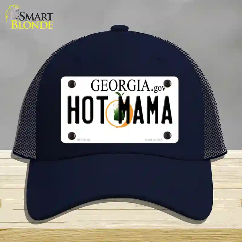 Hot Mama Georgia Novelty License Plate Hat Mesh / Navy