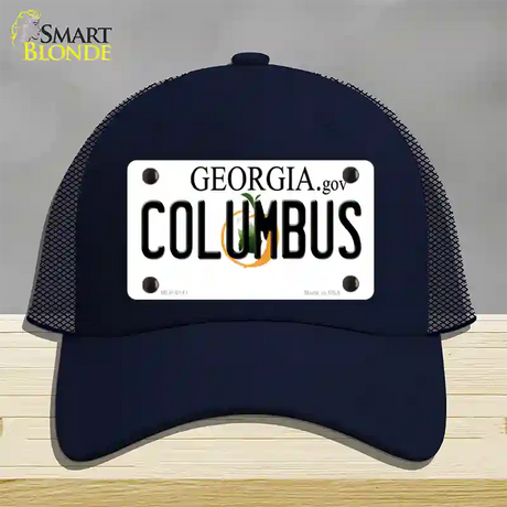 Columbus Georgia Novelty License Plate Hat Mesh / Navy