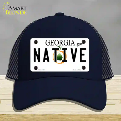 Native Georgia Novelty License Plate Hat Mesh / Navy