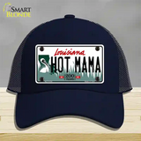 Hot Mama Louisiana Novelty License Plate Hat Mesh / Navy