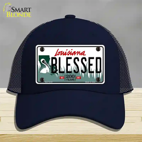 Blessed Louisiana Novelty License Plate Hat Mesh / Navy