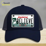 Believe Louisiana Novelty License Plate Hat Mesh / Navy