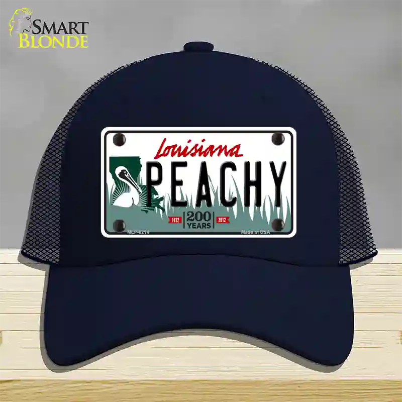 Peachy Louisiana Novelty License Plate Hat Mesh / Navy