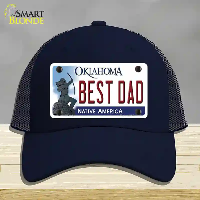 Best Dad Oklahoma Novelty License Plate Hat Mesh / Navy