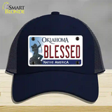 Blessed Oklahoma Novelty License Plate Hat Mesh / Navy