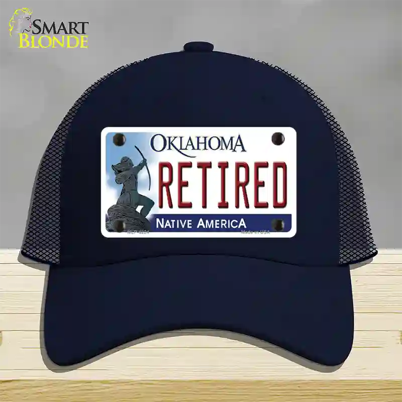 Retired Oklahoma Novelty License Plate Hat Mesh / Navy