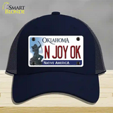 N Joy Ok Oklahoma Novelty License Plate Hat Mesh / Navy