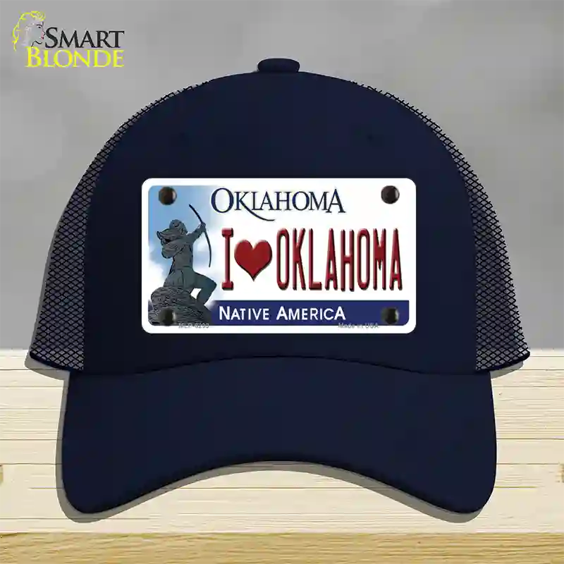 I Love Oklahoma Novelty License Plate Hat Mesh / Navy