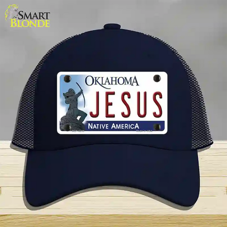 Jesus Oklahoma Novelty License Plate Hat Mesh / Navy