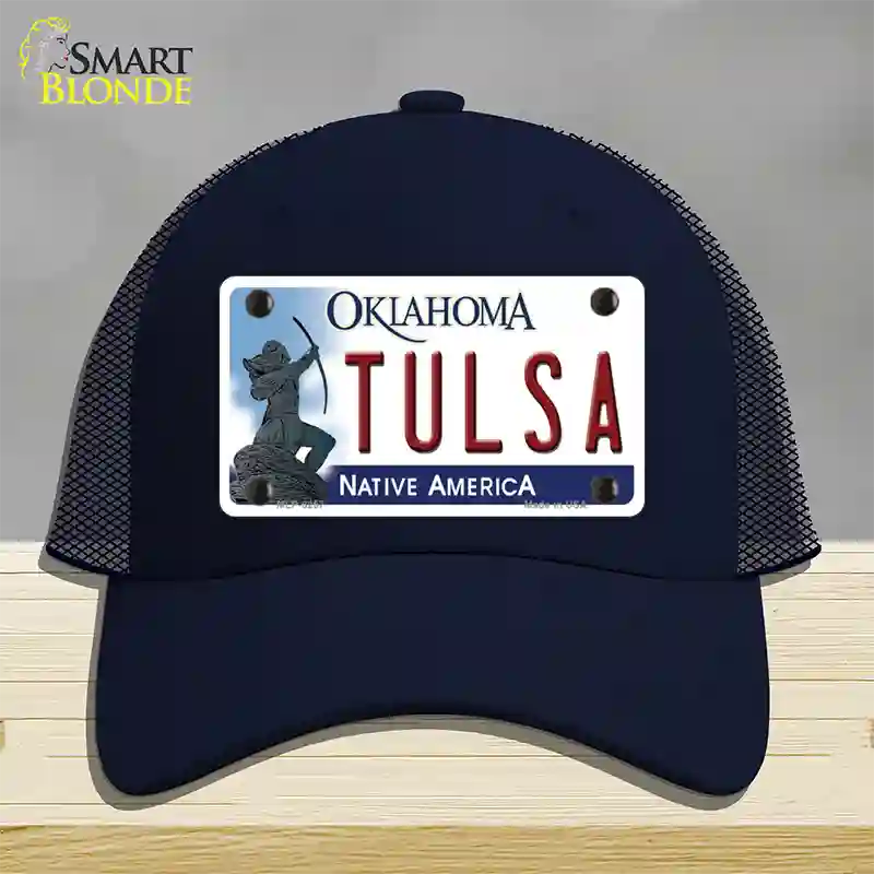 Tulsa Oklahoma Novelty License Plate Hat Mesh / Navy