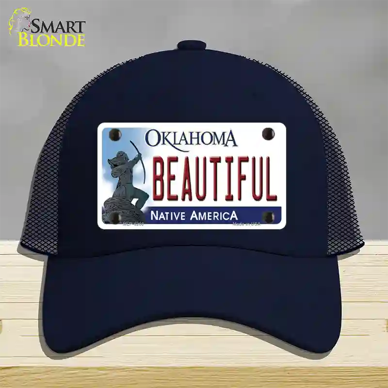 Beautiful Oklahoma Novelty License Plate Hat Mesh / Navy