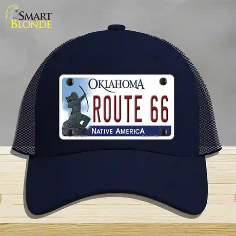 Route 66 Oklahoma Novelty License Plate Hat Mesh / Navy