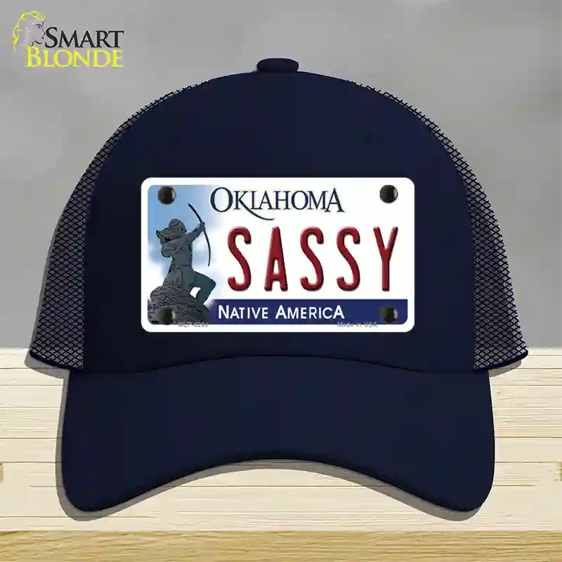 Sassy Oklahoma Novelty License Plate Hat Mesh / Navy