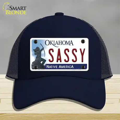 Sassy Oklahoma Novelty License Plate Hat Mesh / Navy