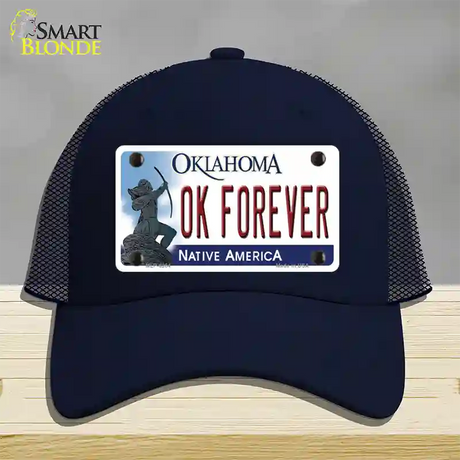 Ok Forever Oklahoma Novelty License Plate Hat Mesh / Navy