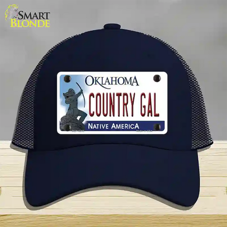 Country Gal Oklahoma Novelty License Plate Hat Mesh / Navy