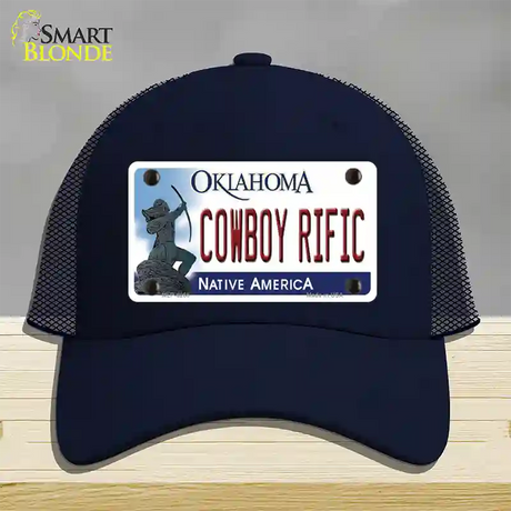 Cowboy Rific Oklahoma Novelty License Plate Hat Mesh / Navy