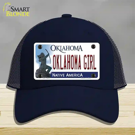 Oklahoma Girl Novelty License Plate Hat Mesh / Navy