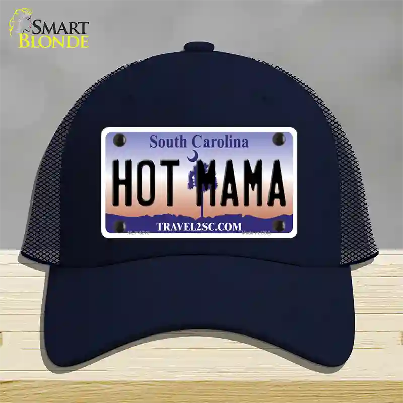 Hot Mama South Carolina Novelty License Plate Hat Mesh / Navy