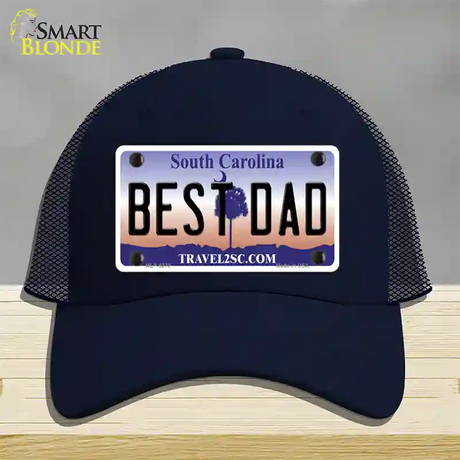 Best Dad South Carolina Novelty License Plate Hat Mesh / Navy