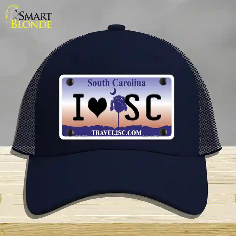 I Love South Carolina Novelty License Plate Hat Mesh / Navy