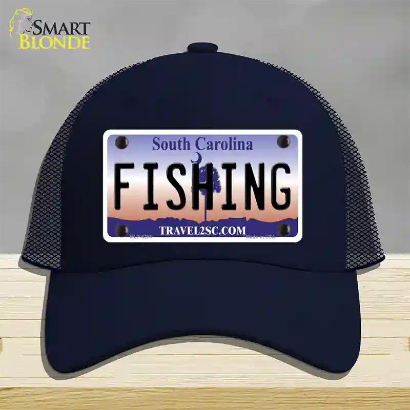 Fishing South Carolina Novelty License Plate Hat Mesh / Navy