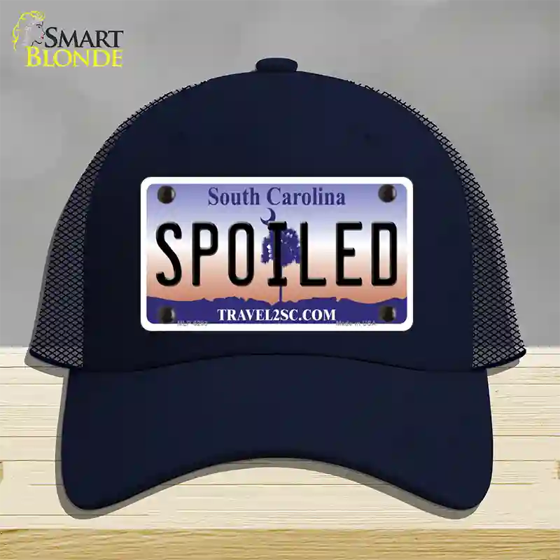 Spoiled South Carolina Novelty License Plate Hat Mesh / Navy