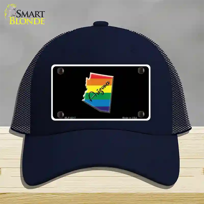 Arizona Rainbow Novelty License Plate Hat Mesh / Navy