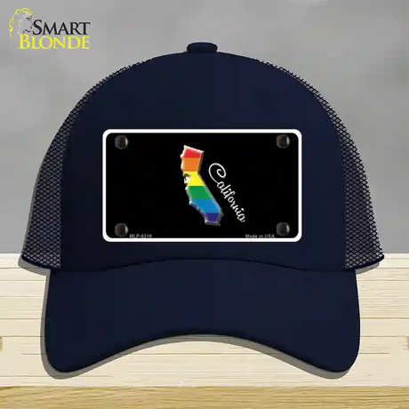 California Rainbow Novelty License Plate Hat Mesh / Navy