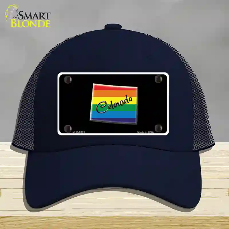 Colorado Rainbow Novelty License Plate Hat Mesh / Navy