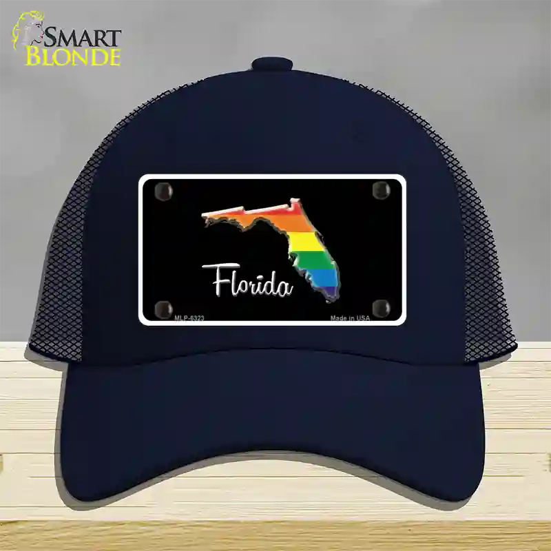 Florida Rainbow Novelty License Plate Hat Mesh / Navy