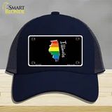 Illinois Rainbow Novelty License Plate Hat Mesh / Navy