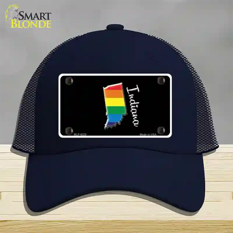 Indiana Rainbow Novelty License Plate Hat Mesh / Navy