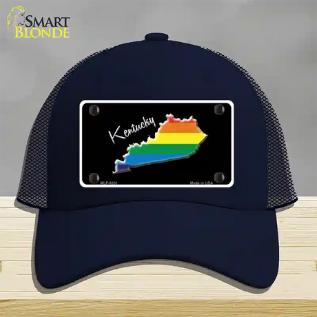 Kentucky Rainbow Novelty License Plate Hat Mesh / Navy