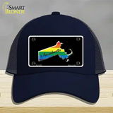 Massachusetts Rainbow Novelty License Plate Hat Mesh / Navy