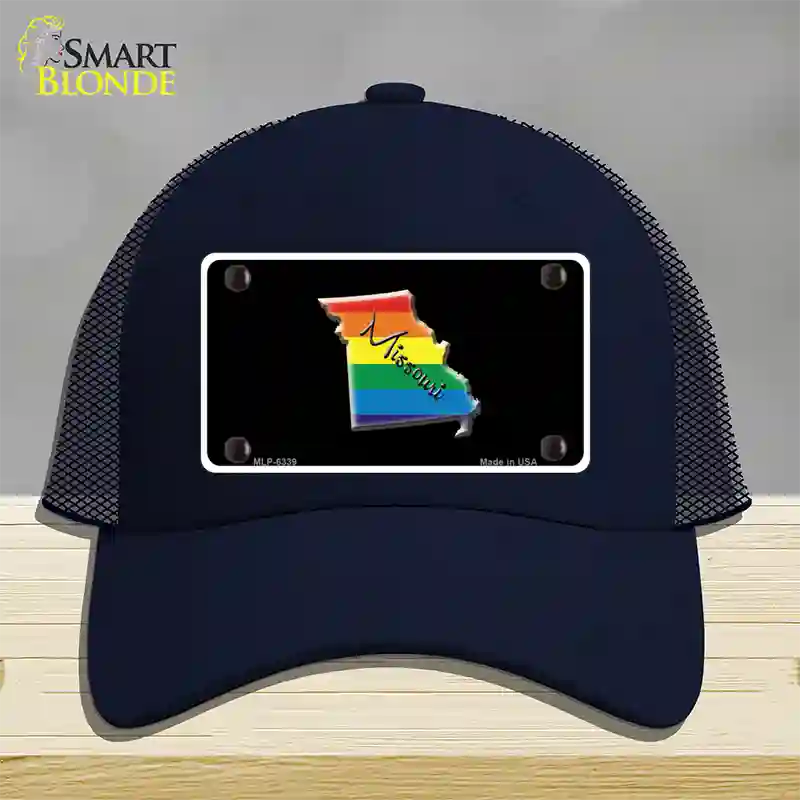 Missouri Rainbow Novelty License Plate Hat Mesh / Navy