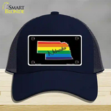 Nebraska Rainbow Novelty License Plate Hat Mesh / Navy